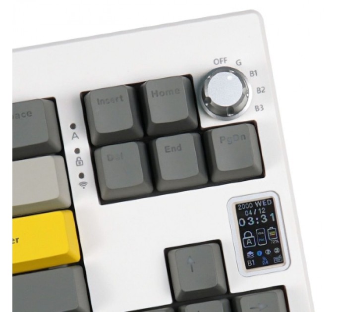 Epomaker Клавіатура Epomaker Shadow-X 70 Wisteria Linear Switch Hot-Swap LCD Screen RGB Wireless/Bluetooth/USB UA White (SHX-W-WL)