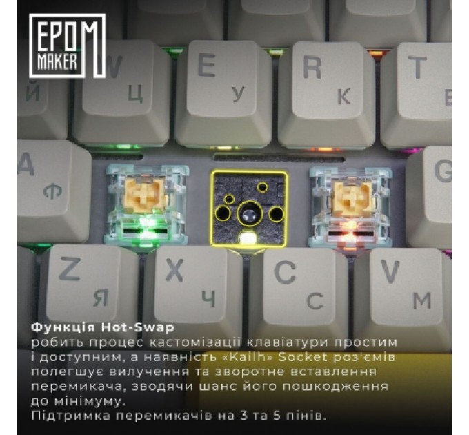 Epomaker Клавіатура Epomaker TH80 Pro V2 75 Sea Salt Silent Switch Hot-Swap LCD Screen RGB Wireless/Bluetooth/USB UA Black (TH80-PROV2-B-SS)