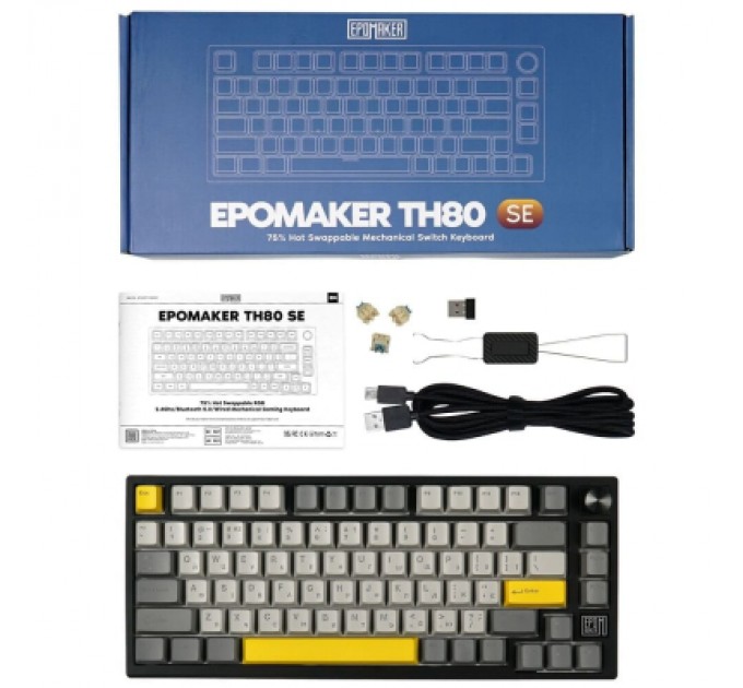 Epomaker Клавіатура Epomaker TH80 SE 75 Budgerigar V2 Switch Hot-Swap RGB Wireless/Bluetooth/USB UA Black (TH80-SE-B-BV2)