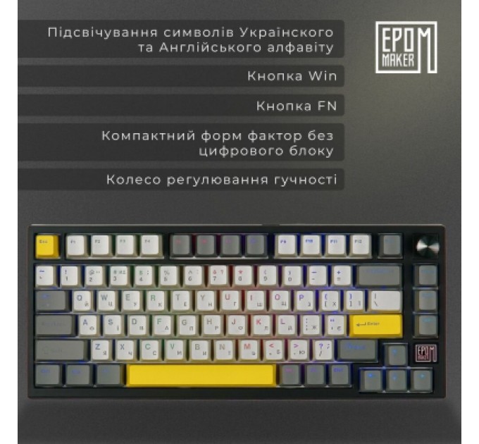 Epomaker Клавіатура Epomaker TH80 SE 75 Budgerigar V2 Switch Hot-Swap RGB Wireless/Bluetooth/USB UA Black (TH80-SE-B-BV2)