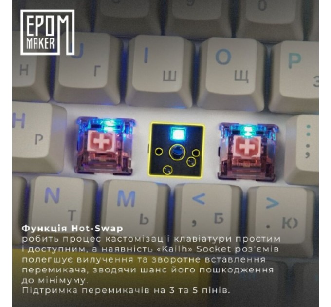 Epomaker Клавіатура Epomaker TH80 SE 75 Flamingo Switch Hot-Swap RGB Wireless/Bluetooth/USB UA Black (TH80-SE-B-F)