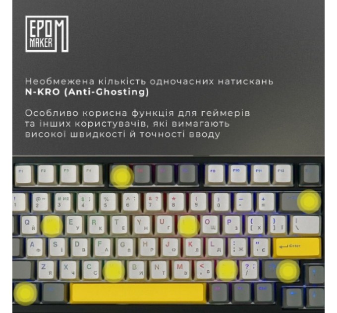 Epomaker Клавіатура Epomaker TH80 SE 75 Flamingo Switch Hot-Swap RGB Wireless/Bluetooth/USB UA Black (TH80-SE-B-F)