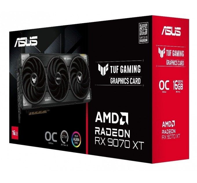ASUS Відеокарта ASUS Radeon RX 9070 XT 16Gb TUF OC GAMING (TUF-RX9070XT-O16G-GAMING)