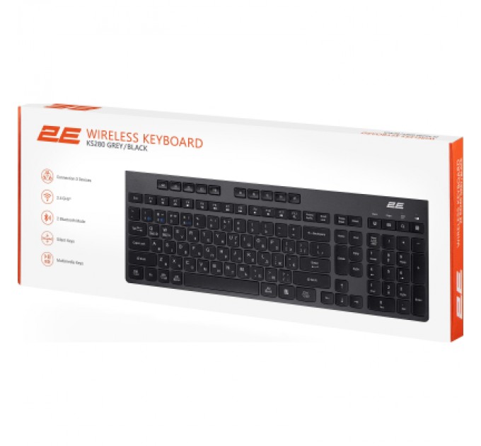 2E Клавіатура 2E KS280 Wireless/Bluetooth Black-Gray (2E-KS280WBGR_UA)