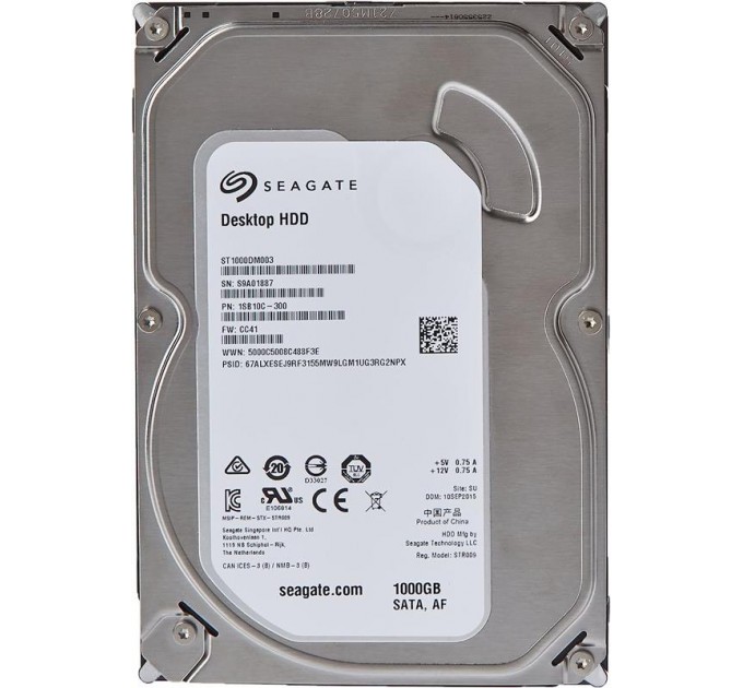 Seagate Накопитель HDD SATA 1.0TB Seagate BarraCuda 7200.14 7200rpm 64MB (ST1000DM003)