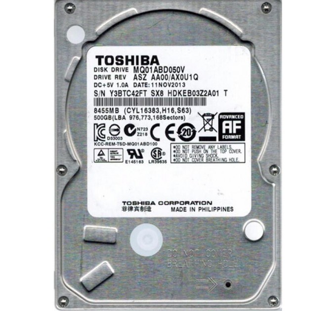 Toshiba Накопичувач HDD 2.5" SATA  500GB Toshiba 5400rpm 8MB (MQ01ABD050V)