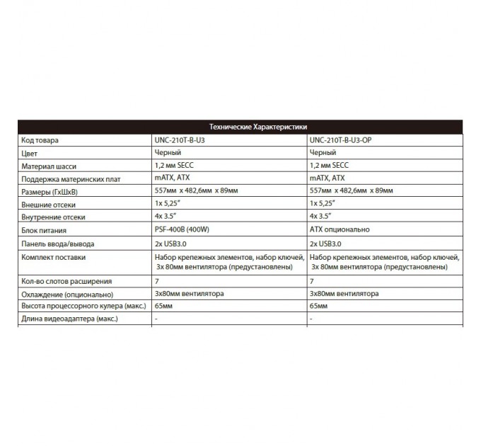 2E Корпус Chieftec 2U UNC-210T-B-U3-OP без БЖ_сборка