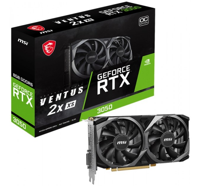 MSI Відеокарта GF RTX 3050 8GB GDDR6 Ventus 2X XS OC MSI (GeForce RTX 3050 VENTUS 2X XS 8G OC)