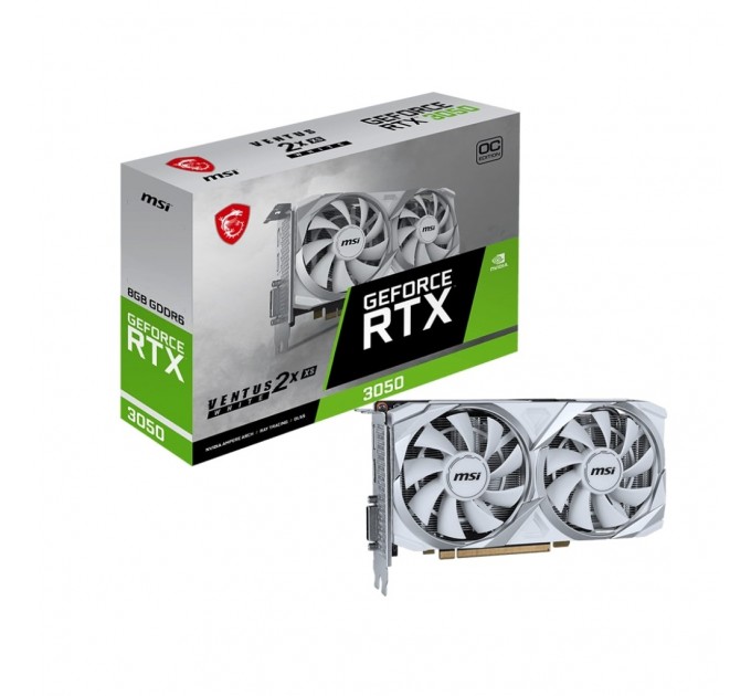 MSI Відеокарта GF RTX 3050 8GB GDDR6 Ventus 2X XS White OC MSI (GeForce RTX 3050 VENTUS 2X XS WHITE 8G OC)