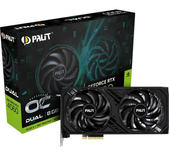 Palit Видеокарта GF RTX 4060 8GB GDDR6 Dual OC Palit (NE64060T19P1-1070D)
