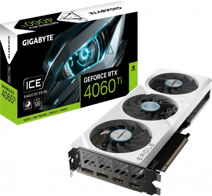 GIGABYTE Видеокарта GF RTX 4060 Ti  8GB GDDR6 Eagle OC Ice Gigabyte (GV-N406TEAGLE OC ICE-8GD)