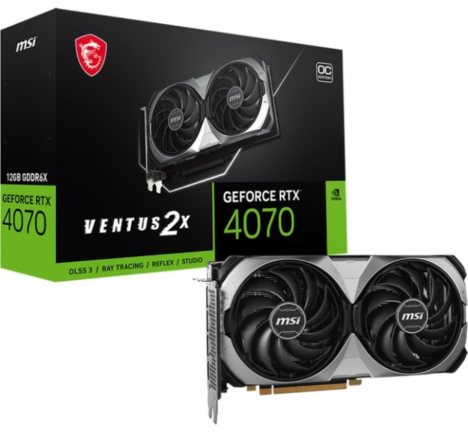 MSI Відеокарта GF RTX 4070 12GB GDDR6X Ventus 2X E OC MSI (GeForce RTX 4070 VENTUS 2X E 12G OC)