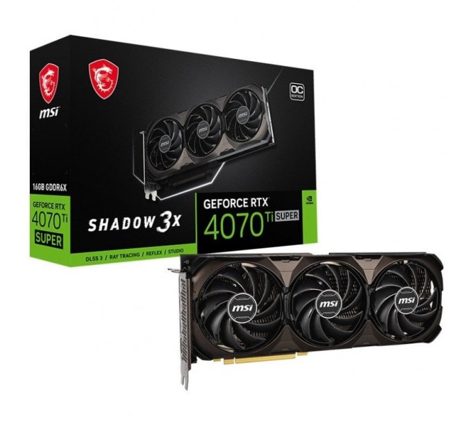 MSI Видеокарта GF RTX 4070 Ti Super 16GB GDDR6X Shadow 3X OC MSI (GeForce RTX 4070 Ti SUPER 16G SHADOW 3X OC)