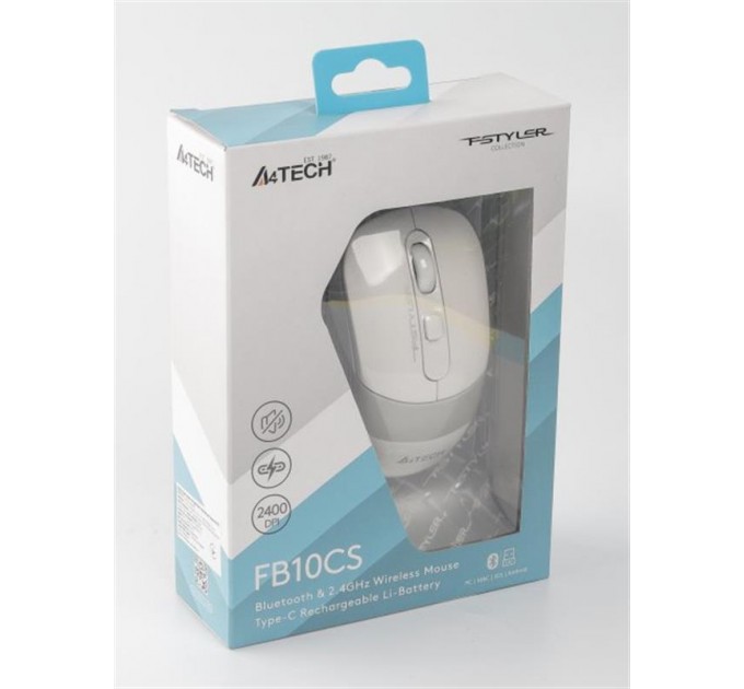 A4Tech Мышь беспроводная A4Tech Fstyler FB10CS Grayish White USB