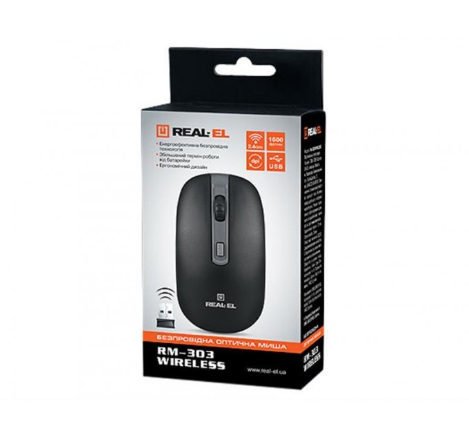 REAL-EL Миша бездротова REAL-EL RM-301 Wireless Black
