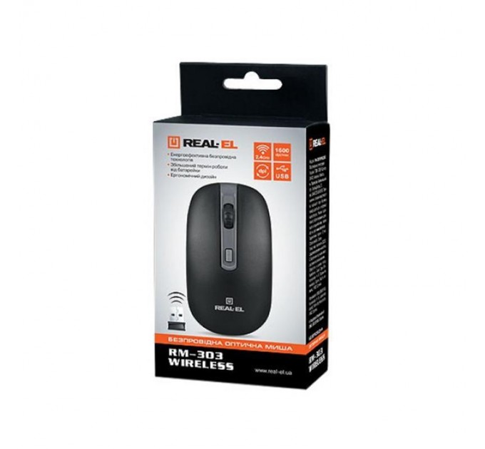 REAL-EL Миша бездротова REAL-EL RM-303 Black/Grey