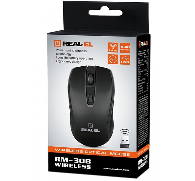 REAL-EL Миша бездротова REAL-EL RM-308 Black