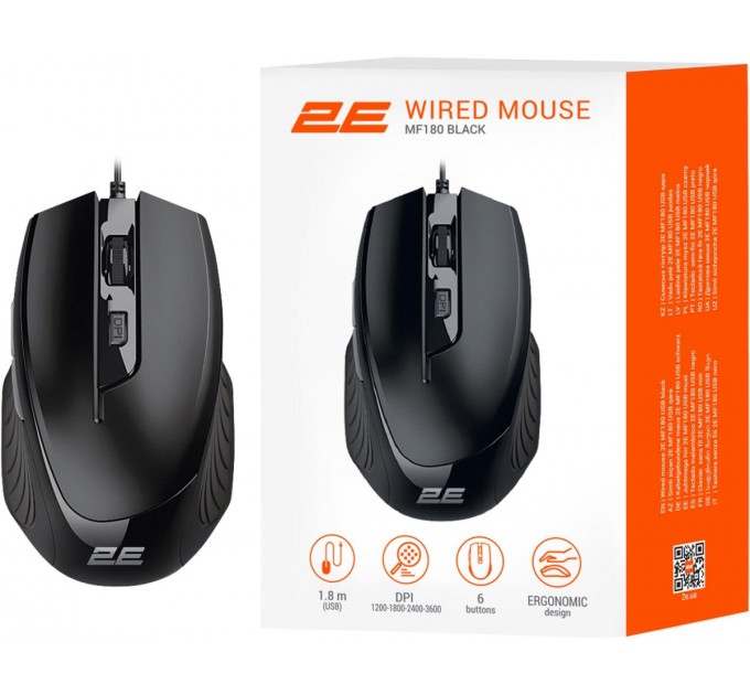 2E Мышь 2E MF180 USB Black (2E-MF180UB)