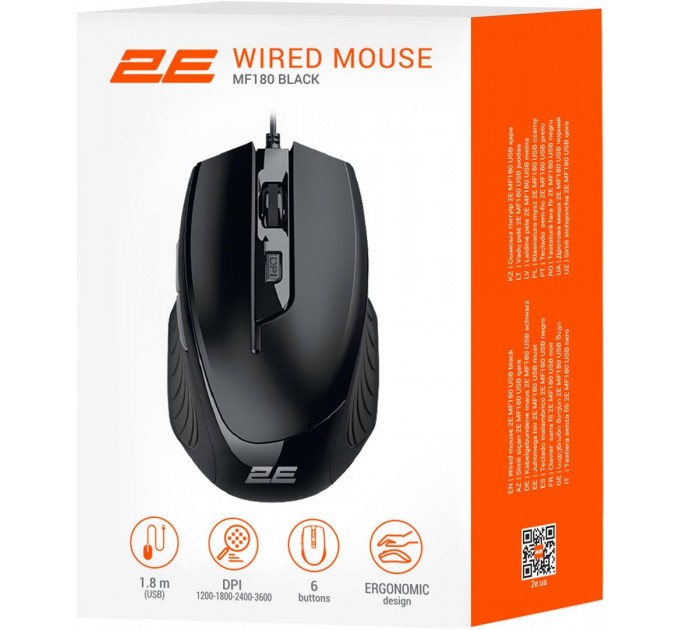 2E Мышь 2E MF180 USB Black (2E-MF180UB)