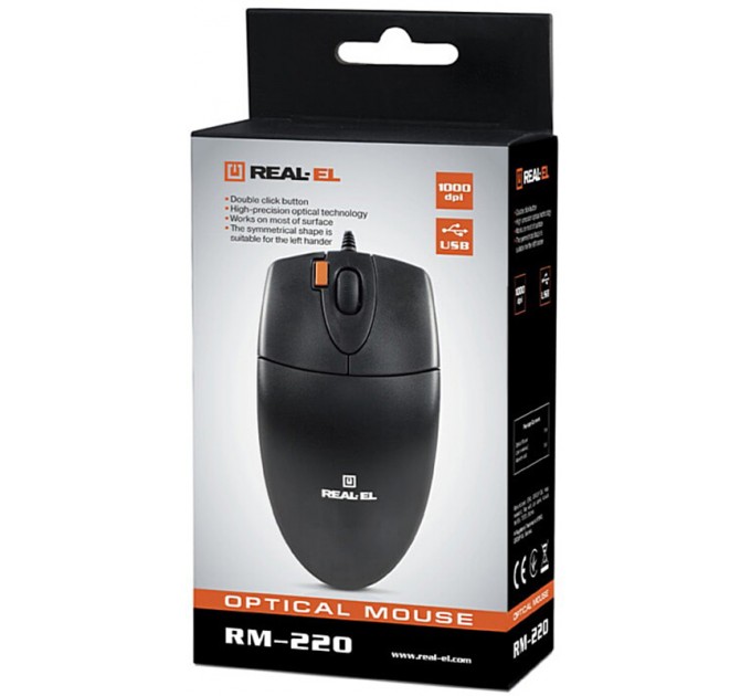 REAL-EL Миша REAL-EL RM-220 Black (EL123200026)