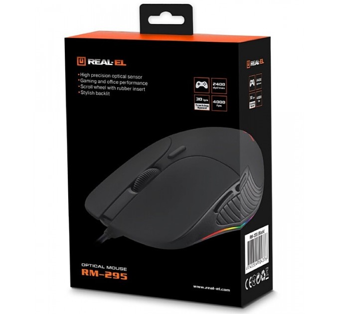 REAL-EL Миша REAL-EL RM-295 Black (EL123200031)