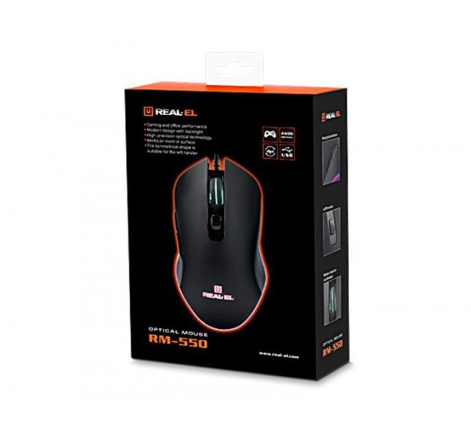 REAL-EL Миша REAL-EL RM-550 Black (EL123200027)