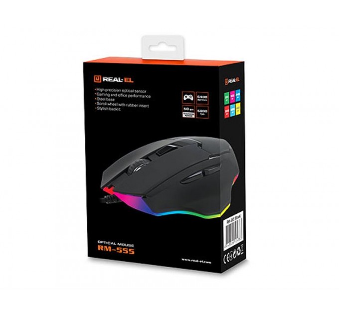 REAL-EL Миша REAL-EL RM-555 Black (EL123200032)