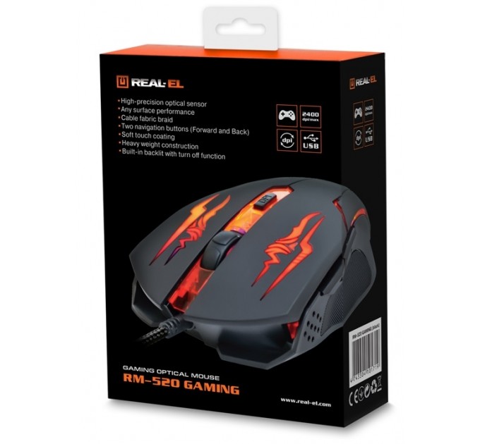 REAL-EL Миша REAL-EL RM-520 Gaming Black  (EL123200020)