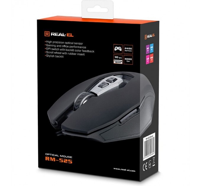REAL-EL Миша REAL-EL RM-525 Black (EL123200029)