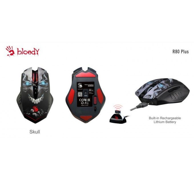 A4Tech Мышь беспроводная A4Tech R80 Plus Bloody (Skull) Black