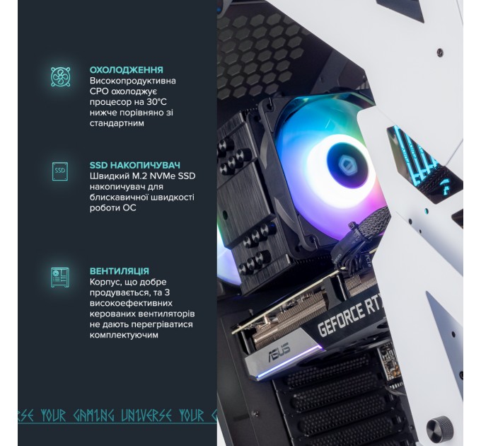 ASGARD Персональный компьютер ASGARD (A76X.32.S10.47.3287); AMD Ryzen 5 7600X (4.7 - 5.3 ГГц) / ОЗУ 32 ГБ / SSD 1 ТБ / NVIDIA GeForce RTX 4070 12 ГБ / без ОП / LAN / Wi-Fi / Bluetooth / Ubuntu / белый