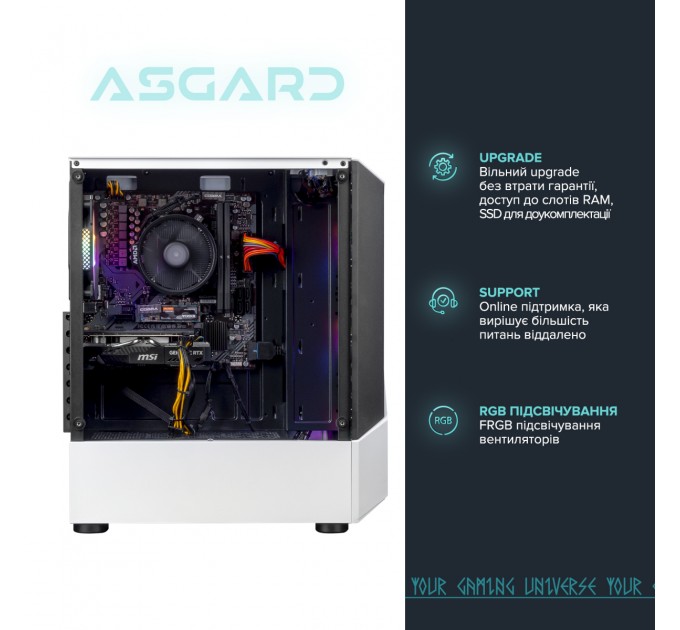 ASGARD Персональный компьютер ASGARD (A36.16.S10.35.5199); AMD Ryzen 5 3600 (3.6 - 4.2 ГГц) / ОЗУ 16 ГБ / SSD 1 ТБ / NVIDIA GeForce GTX 3050 8 ГБ / без ОП / LAN / Ubuntu / белый