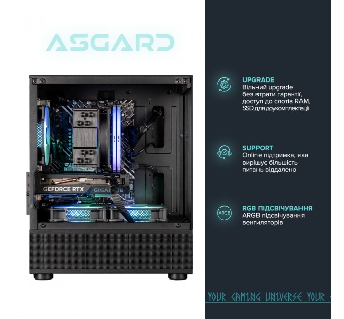 ASGARD Персональный компьютер ASGARD (I124F.16.S10.46.5176); Intel Core i5 12400F (2.5 - 4.4 ГГц) / ОЗУ 16 ГБ / SSD 1 ТБ / NVIDIA GeForce RTX 4060 8 ГБ / без ОП / LAN / Ubuntu / черный