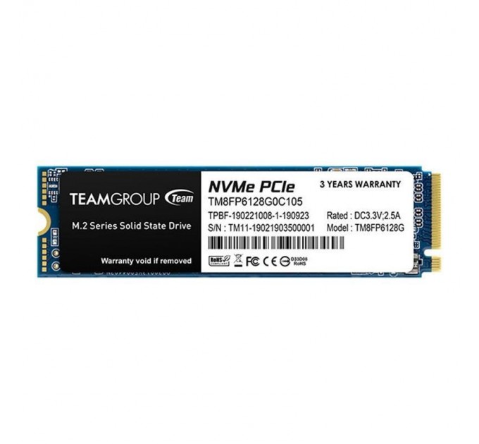 Team Накопитель SSD  128GB Team MP33 M.2 2280 PCIe 3.0 x4 3D TLC (TM8FP6128G0C101)