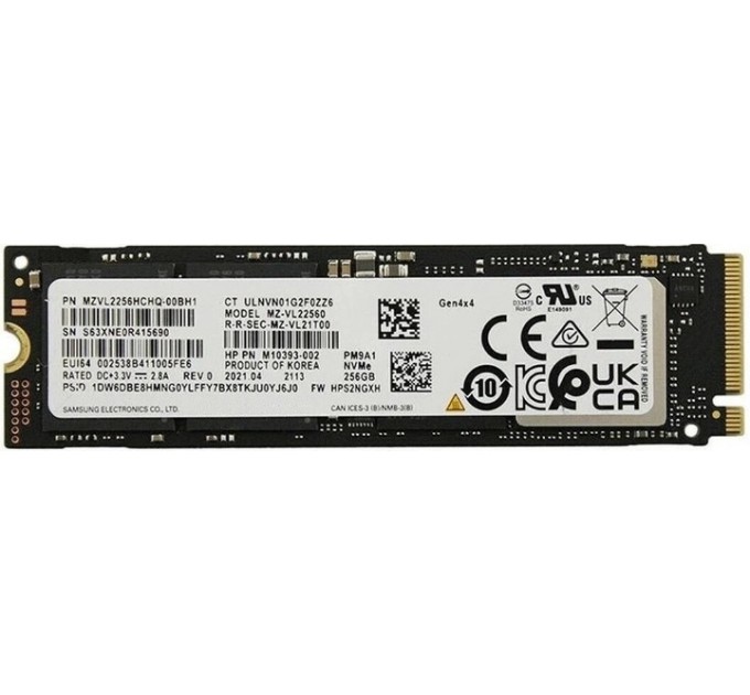 Samsung Накопичувач SSD  256GB Samsung PM9A1 M.2 2280 PCIe 4.0 x4 V-NAND 3bit MLC (MZ-VL22560_OEM) OEM