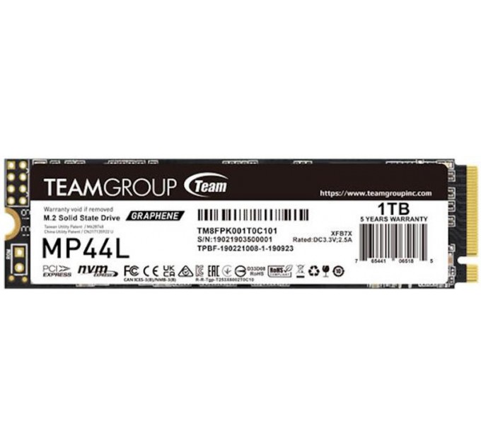Team Накопичувач SSD 1TB Team MP44L M.2 2280 PCIe 4.0 x4 3D SLC (TM8FPK001T0C101)