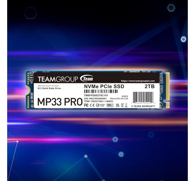 Team Накопичувач SSD 2TB Team MP33 Pro M.2 2280 PCIe 3.0 x4 3D TLC (TM8FPD002T0C101)
