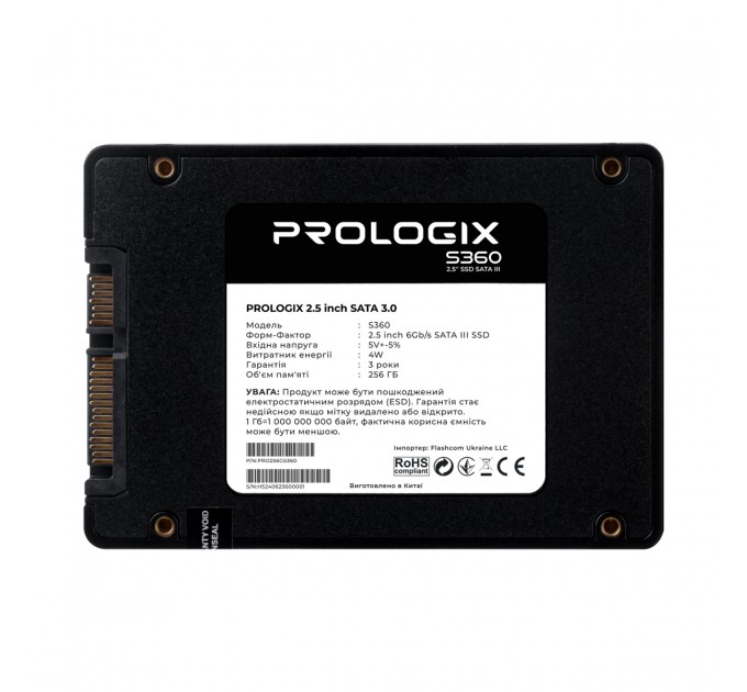Prologix Накопичувач SSD  256GB Prologix S360 2.5" SATAIII TLC (PRO256GS360)