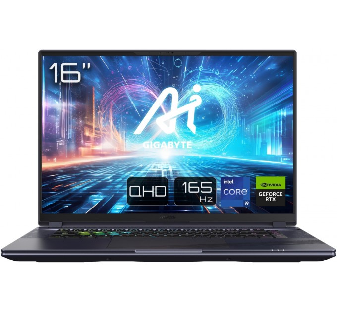 GIGABYTE Ноутбук Gigabyte Aorus 16X (2024) (AORUS 16X ASG-63UAC64SH); 16" WQXGA (2560x1600) IPS LED матовый 165 Гц / Intel Core i9-14900HX (2.2 - 5.4 ГГц) / RAM 32 ГБ (Max 64 ГБ) / SSD 1 ТБ / nVidia GeForce RTX4070, 8 ГБ / без ОП / LAN / Wi-Fi / BT /