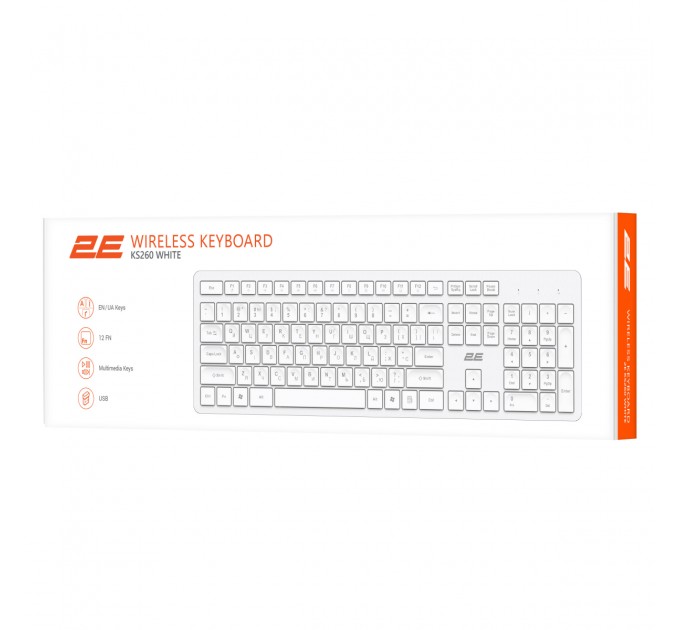 2E Клавиатура беспроводная 2E KS260 WL EN/UKR White (2E-KS260WWH_UA)