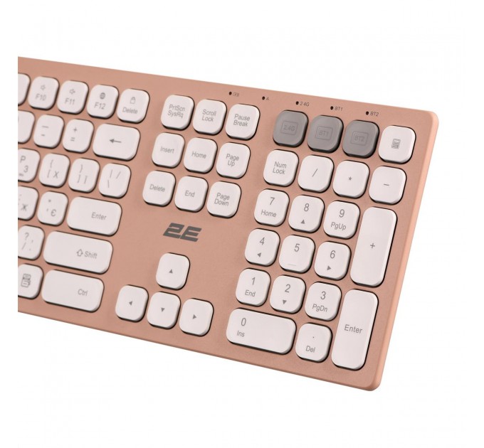 2E Клавиатура беспроводная 2E KS270 WL/BT EN/UKR Pink/White (2E-KS270WBPN_UA)