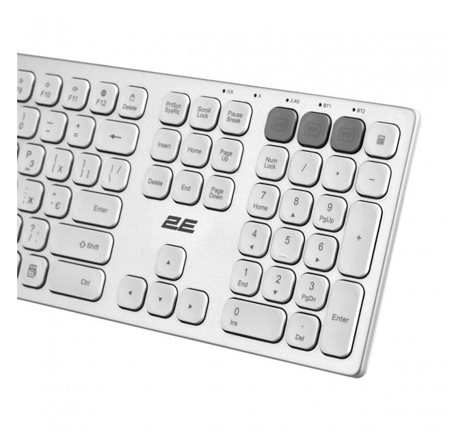 2E Клавиатура беспроводная 2E KS270 WL/BT EN/UKR Silver/White (2E-KS270WBWH_UA)