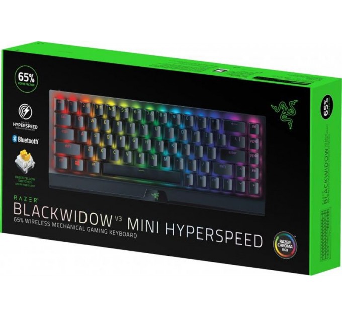 Razer Клавиатура беспроводная Razer BlackWidow V3 Mini Hyperspeed Yellow Switch Black (RZ03-03890700-R3R1)