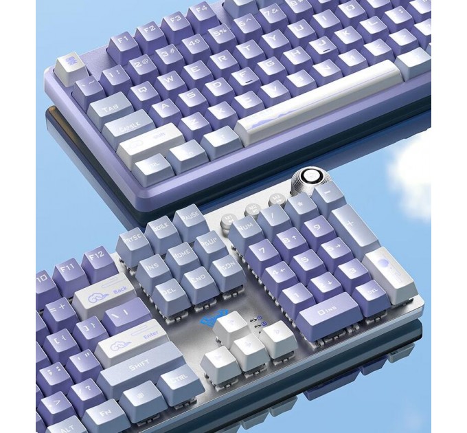 Aula Клавіатура Aula Mechanical F2088 PRO White/Violet, plus 9 Purple keys KRGD blue (6948391234915)