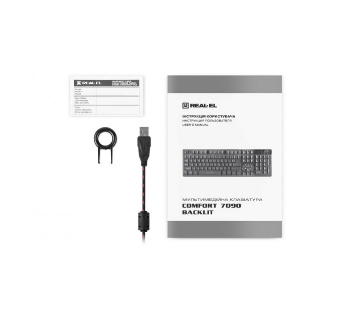 REAL-EL Клавиатура REAL-EL Comfort 7090 Backlit Black (EL123100031)