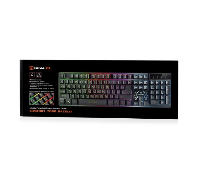 REAL-EL Клавиатура REAL-EL Comfort 7090 Backlit Black (EL123100031)
