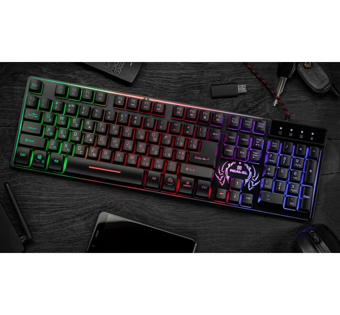 REAL-EL Клавиатура REAL-EL Comfort 7090 Backlit Black (EL123100031)