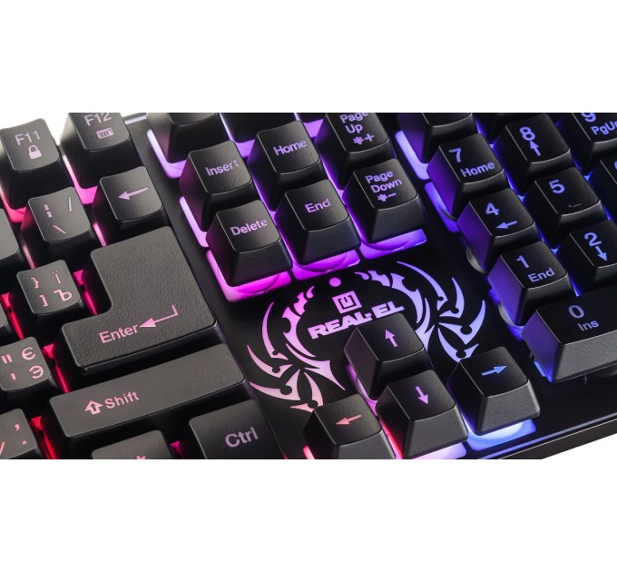 REAL-EL Клавиатура REAL-EL Comfort 7090 Backlit Black (EL123100031)