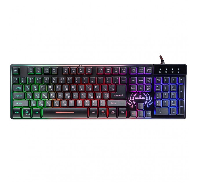 REAL-EL Клавиатура REAL-EL Comfort 7090 Backlit Black (EL123100031)