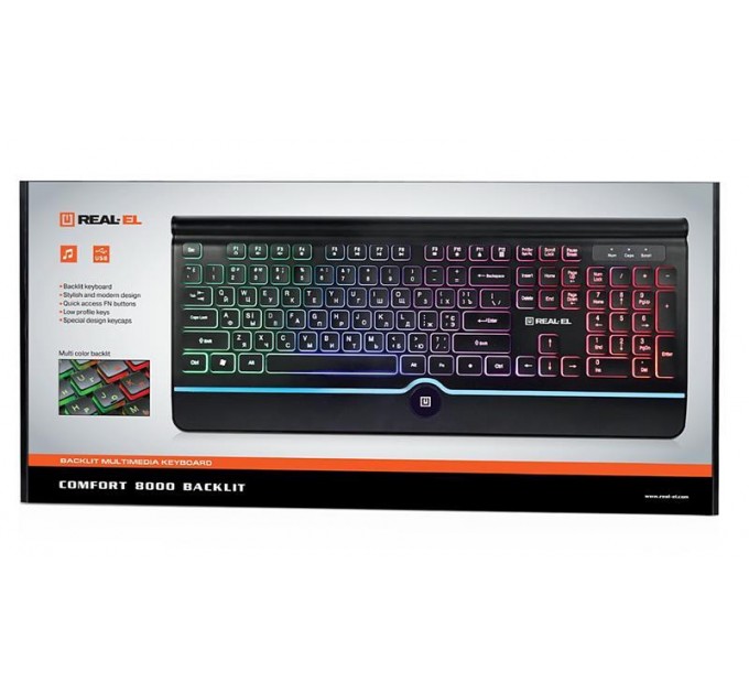 REAL-EL Клавіатура REAL-EL Comfort 8000 Backlit Ukr Black